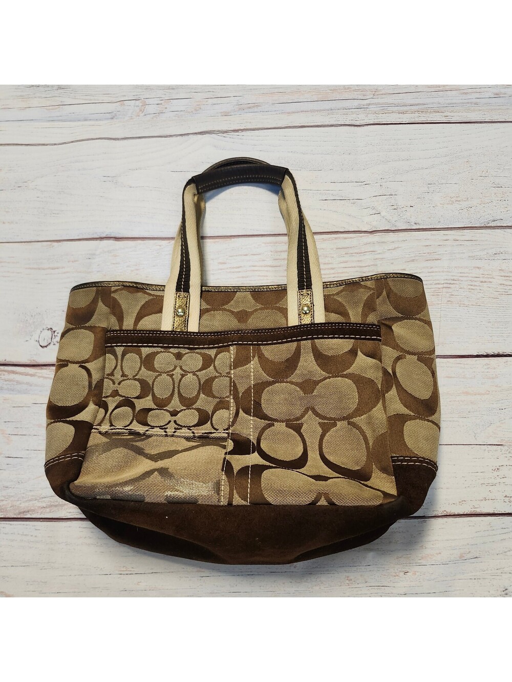 Coach Vintage Signature Patchwork Tote Bag Brown - Picture 5 of 13